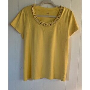 Style & Co Top Women’s XL Yellow Cotton Studded Collar